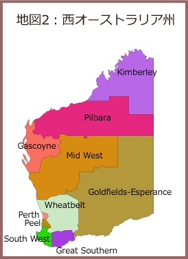 ゴールドフィールズ・エスペランス地域(金鉱地)の地図